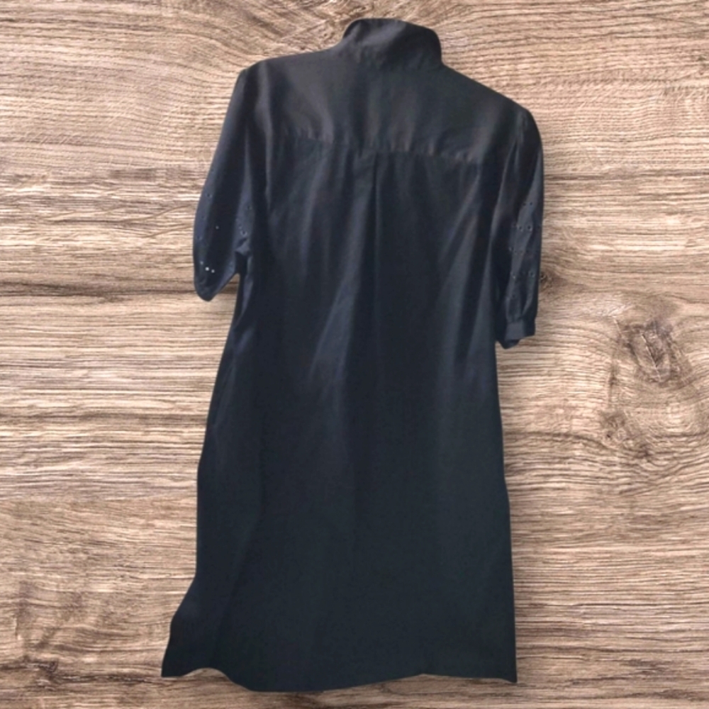 Chico's Black Casual Dress Eyelet Puff Sleeve Sz 3=16/XL. - Picture 4 of 16